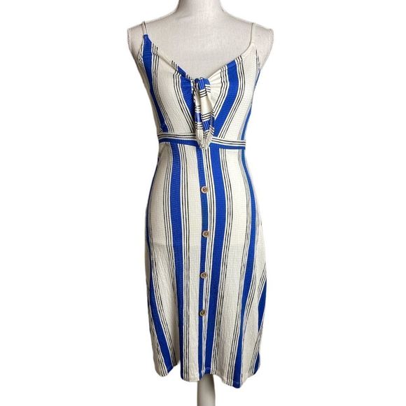 Love Tree Blue and Off White Striped Dress NWT - Picture 1 of 7